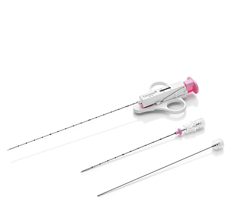 Semi-automatic core biopsy instrument with coaxial